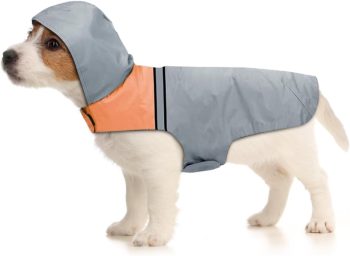Dog Raincoat with Reflective Strip, Ultra Light Breathable Waterproof Dog Rain Jacket, Adjustable Waterproof Dog Raincoat with Hood, Suitable for Small, Medium, and Large Dogs (Grey, S)