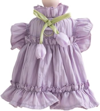Adorable Ruffles Dog Dress with Bow Cute Pet Clothes for Small Medium Dogs Summer Pet Skirt Soft Breathable