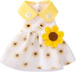 Dog Dress Soft Breathable Puppy Dresses Elegant Princess Lace Floral Pet Dress with Sunflower for Small Dog