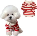 Dog Clothes, Designer Boy Polo Shirt for Small Medium Dogs, Soft Puppy Outfit, Breathable Male Yorkie Chihuahua Shih Tzu Poodle Kitten Cat T-Shirt, Birthday Gifts - Red, XS, Fit 1-3lbs