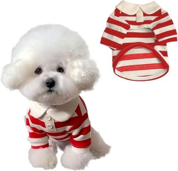 Dog Clothes, Designer Boy Polo Shirt for Small Medium Dogs, Soft Puppy Outfit, Breathable Male Yorkie Chihuahua Shih Tzu Poodle Kitten Cat T-Shirt, Birthday Gifts - Red, XS, Fit 1-3lbs