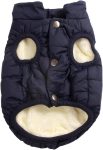 2 Layers Fleece Lined Warm Dog Jacket for Puppy Winter Cold Weather,Soft Windproof Small Dog Coat,Blue M