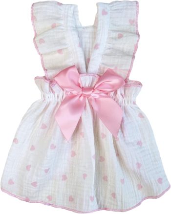 Heart Print Dog Cat Dress Bow Decor Cute Dog Dresses Puppy Tutu Skirt Chihuahua Teddy Pomeranian Dress Birthday Holiday Clothes for Cat Kittens Small Medium Large Dogs Pink XS