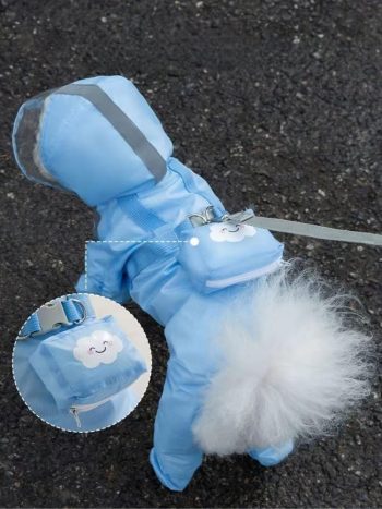 Dog Raincoat with Boots,Waterproof Dog Raincoats with Hood for Small Medium Large Dogs,Raincoat with Reflective Strap, Lightweight Rain Jacket with Leash Hole (Blue Cloud, X-Large)