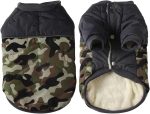 Fleece Lining Warm Dog Coats for Small Dogs Waterproof Puppy Jacket with Front Legs for Winter Green Camo XS