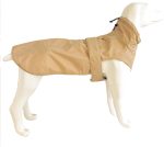 Waterproof Dog Raincoat with Reflective Strip, Adjustable Breathable Rain Coat Jacket with Leash Hole for Dogs (Khaki, Medium)