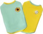 2PCS Flower Printed Summer Dog Shirts for Small Medium Pet t Shirt Girl Boy Clothes Soft Breathable