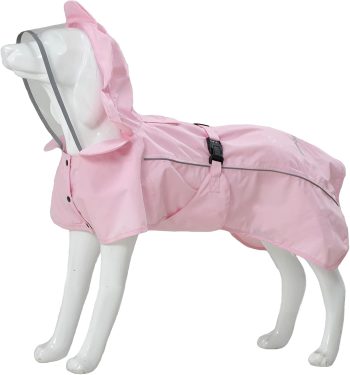 Dog Raincoat Waterproof Dog Rain Jacket with Cute Hood for Small Medium Large Dogs Puppy Poncho Reflective Adjustable (Pink, Small)