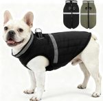 Dog Winter Coat Jacket, Thick Warm Waterproof Reflective Puppy Snowsuit with Harness Buit in, Pet Fleece Vest Soft Turtleneck with Zipper Cold Weather for Small Medium Dogs - Black, L