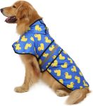 Dog Raincoat Jacket Reflective Adjustable Hooded Pet Poncho Rain Coat with Leash Hole for Small to X-Large Dogs  - L