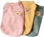 Cotton Dog Shirt Summer Lightweight Pet T-Shirts Soft Breathable Stretchy Cats Dogs Tee Shirt Sleeveless Vest Dog Apparel for Medium Small Dog Clothes 3PCS Yellow&Green&Pink