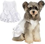 Dog Dress Pet Wedding Dress Princess Puppy Birthday Party Outfit Formal Apparel Girl for Small Medium Dogs Cats (White, Small)