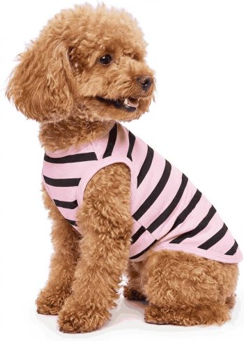 Pet Dog Striped T-Shirt Dogs French Bulldog Clothes Frenchie T Shirts for Medium Large Dogs