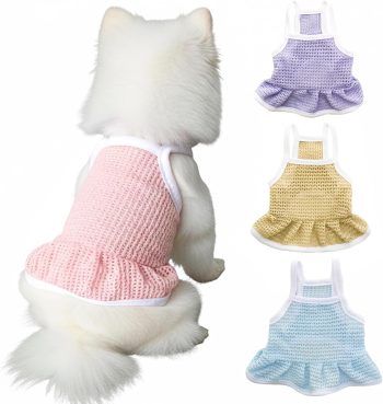4 Pieces Dog Dress for Small Dogs Girl,Puppy Sleeveless Clothes Pet Pullover Vest Skirt,Cute Dress Pet Dog Shirt Breathable Outfits for Small Dogs Puppy Cats Girl Apparel (XS)