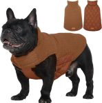 Reversible Dog Coat – Warm Fleece & Quilted Waterproof Dog Jacket, Double-Sided Cold Weather Dogs Winter Coat with Harness Hole, Windproof Pet Snow Vest for Small Medium Large Dogs, Brown XS