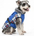 100% Waterproof Dog Coats Heavy-Duty Adjustable Dogs Jackets with Warm Fleece Lining for Medium Large Golden Retriever Winter Dogs Clothes, Blue, Small