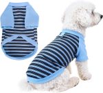 Dog Tshirt Striped Shirts for Dogs Clothes Stretchy Puppy T-Shirts with Metal Buckle for Small Medium Dog Boys Girls (Blue, X-Large)
