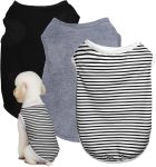 3 Pcs Cat Shirts Solid Color Dog Clothes Summer Sleeveless Stripe Pet T Shirts for Small Pet Dogs Cats (Black, Medium)