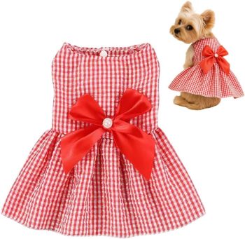 Dog Dress,1PC Dog Dresses with Cute Bowknot,Summer Dogs Clothes Pet Princess Dresses for Chihuahua Yorkies Puppies Cat Outfit