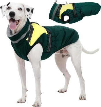 Dog Coat, 2 in 1 Dog Jacket with Harness Built in, Winter Waterproof Puppy Puffer Jacket Snowsuit for Small Medium Large Dogs, Cold Weather Reflective Pet Fleece Vest with Zipper