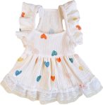 Cute Heart Pattern Dog Dress Ruffle Trim Princess Dress Cat Vest Dress Lace Trim Summer Dress Pet Clothes for Small Medium Cats Dogs Kitten Puppy Yellow S