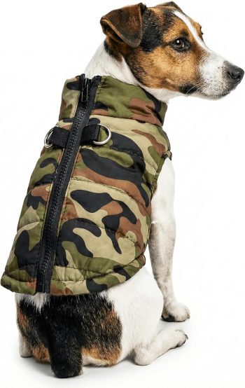 Dog Winter Jacket Camo Waterproof Coat Dog Camouflage Costume for Small Dogs, Small, Army Green