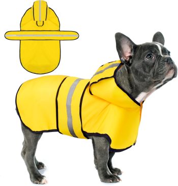Dog Raincoat: Hooded Slicker Poncho, Durable Waterproof Jacket with Reflective Stripes for Safety, Convenient Leash Hole, and Adjustable Fit, Perfect for Small, Medium, and Large Dogs Yellow L
