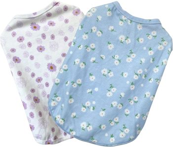 2PCS Summer Dog Cotton T Shirt Pet Tee Shirts Puppy Daisy Flower Prints Clothes Apparel for Small Dogs Cats