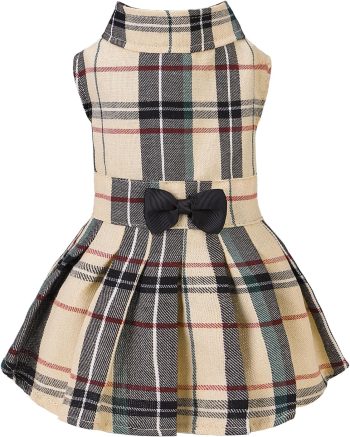 Classic Plaid Dog Dress Cute Puppy Clothes Outfit Medium