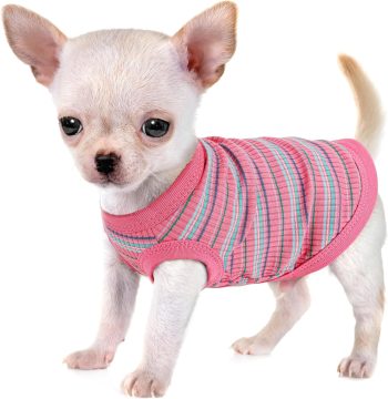 Elevate Your Pet's Comfort and Fashion: Premium 100% Cotton Rib Dog Shirt Vest for Small Breeds Like Chihuahuas, Yorkies, and Puppies .Year-Round Style with Tank-Style Puppy Attire Pink Small